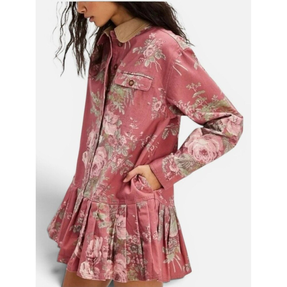 Free People Connor Floral Mini Dress Small Button Front Cottagecore Prairie